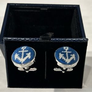 Smathers & Branson anchor needlepoint cuff links